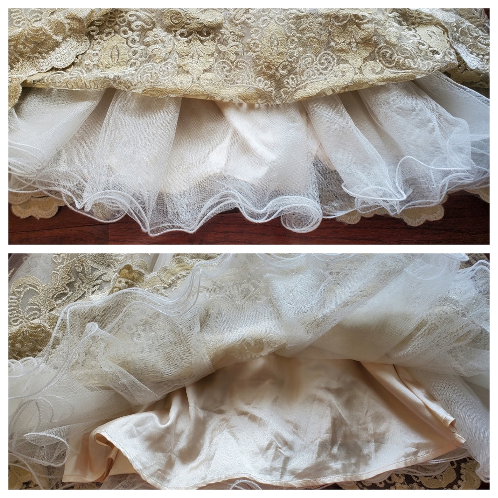 Modcloth | Lace Metallic Dress | Gold, Cream - Picture 7 of 9